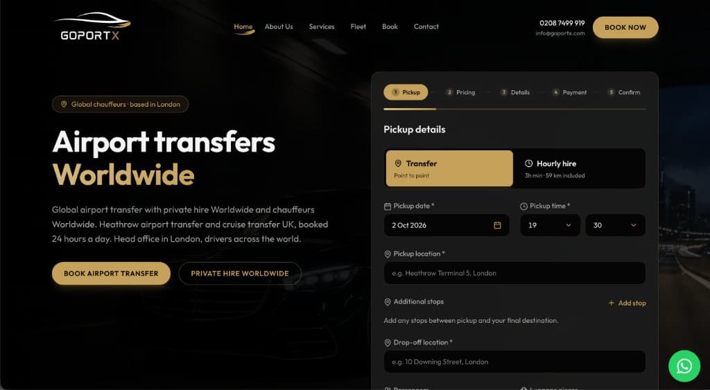 GoPortX website preview
